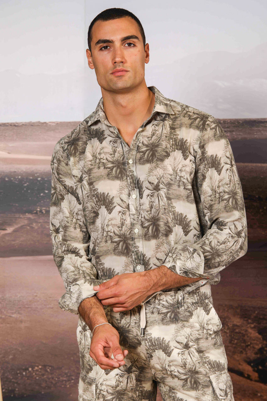 Torino Long-Sleeve Men's Shirt in Modal with English Print