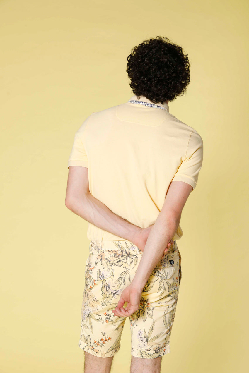 image 4 of men's polo in piquet with tailoring details leopardi model in light yellow regular fit by Mason's