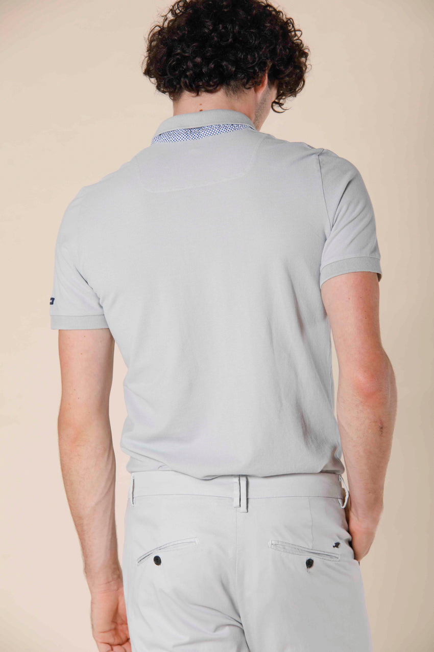 image 5 of men's polo in piquet with tailoring details leopardi model in light gray regular fit by Mason's