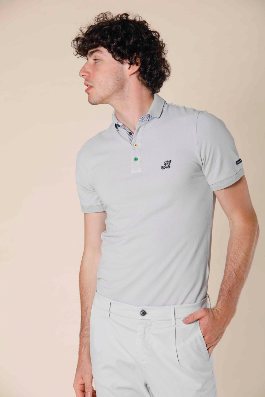 image 4 of men's polo in piquet with tailoring details leopardi model in light gray regular fit by Mason's