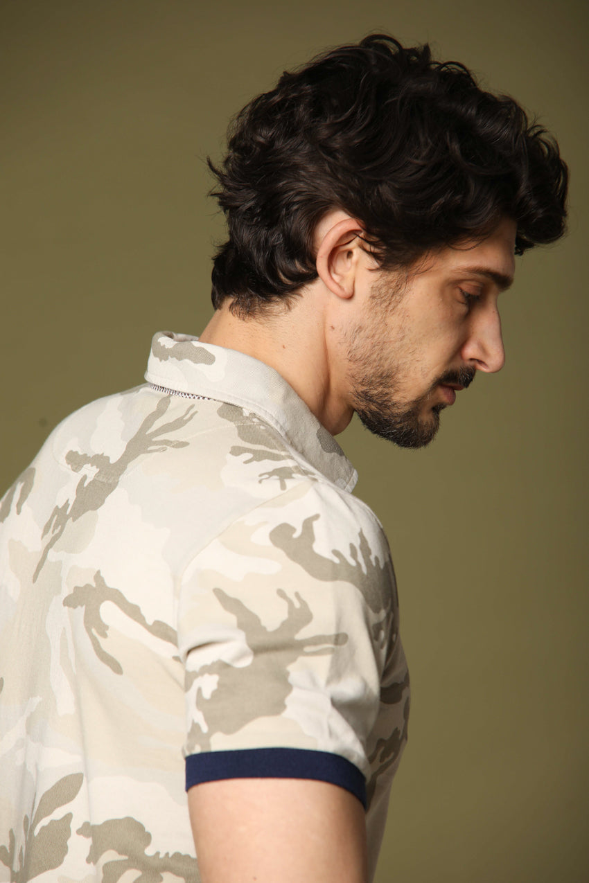 immagine 4 di Print polo uomo di colore beige fit regular di Mason's