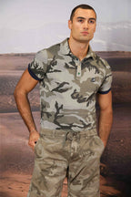 Print Polo homme en piqué avec camouflage 