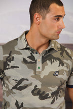 Print Polo homme en piqué avec camouflage 