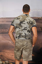 Print Polo homme en piqué avec camouflage 