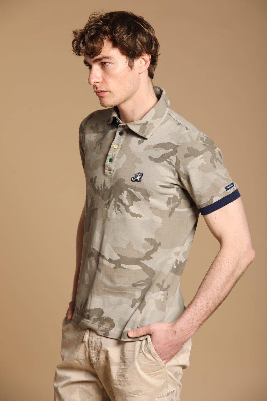 Print Polo homme en piqué avec camouflage 