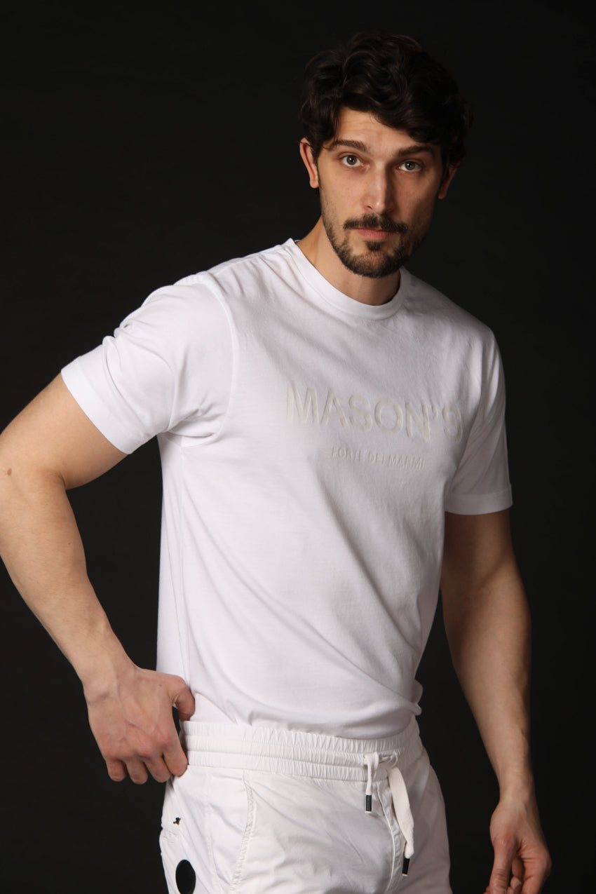 Image 4 of men's T-shirt model Tom MM in white, regular fit by Mason's