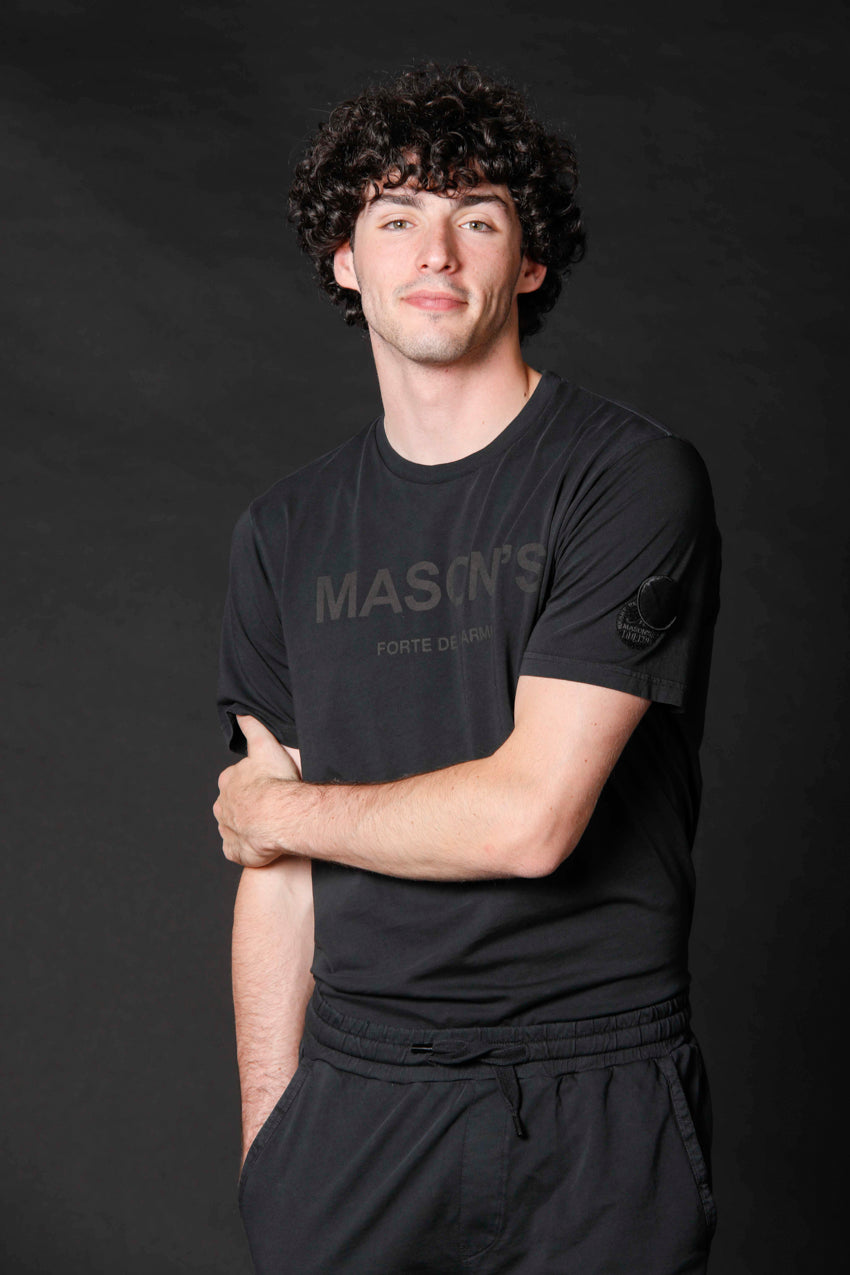 image 3 of men's t-shirt in cotton with logo limited edition Tom MM model in black regular fit by Mason's