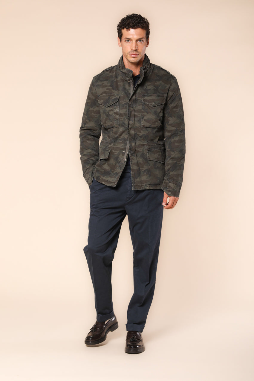 Field Jacket M74 men's  in satin with camouflage print slim fit