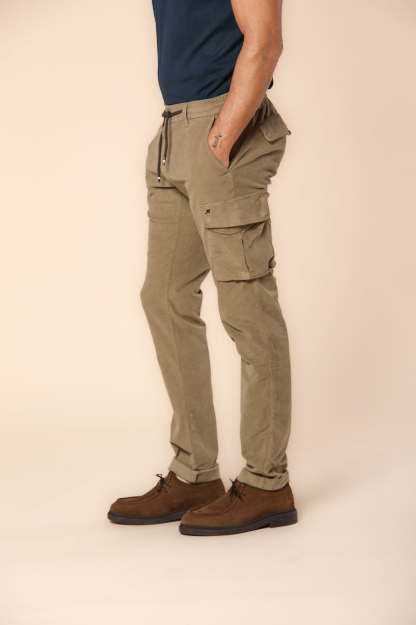 Chile Jogger pantalón cargo hombre en pana 1500 rayas ajuste extra slim