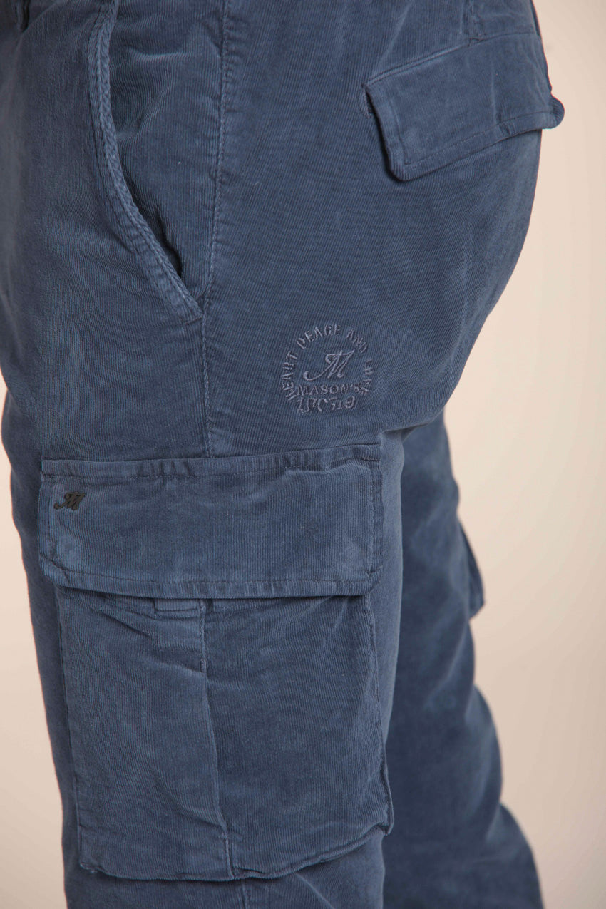 immagine 3 di cargo jogger uomo modello Chile in blu navy fit extra slim di Mason's