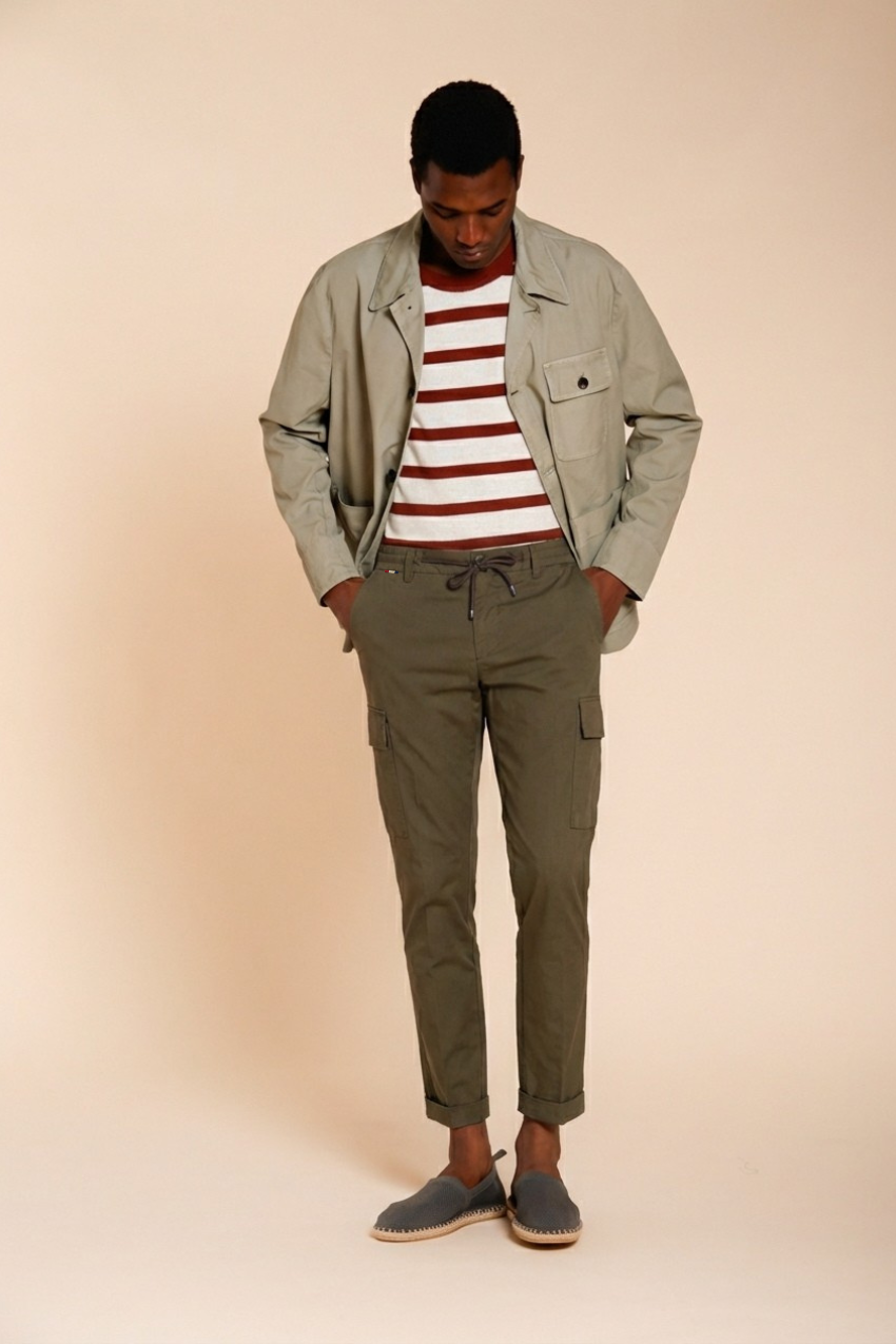 Chile Jogger pantalón cargo hombre en tela de paracaídas lyocell y algodón extra slim fit