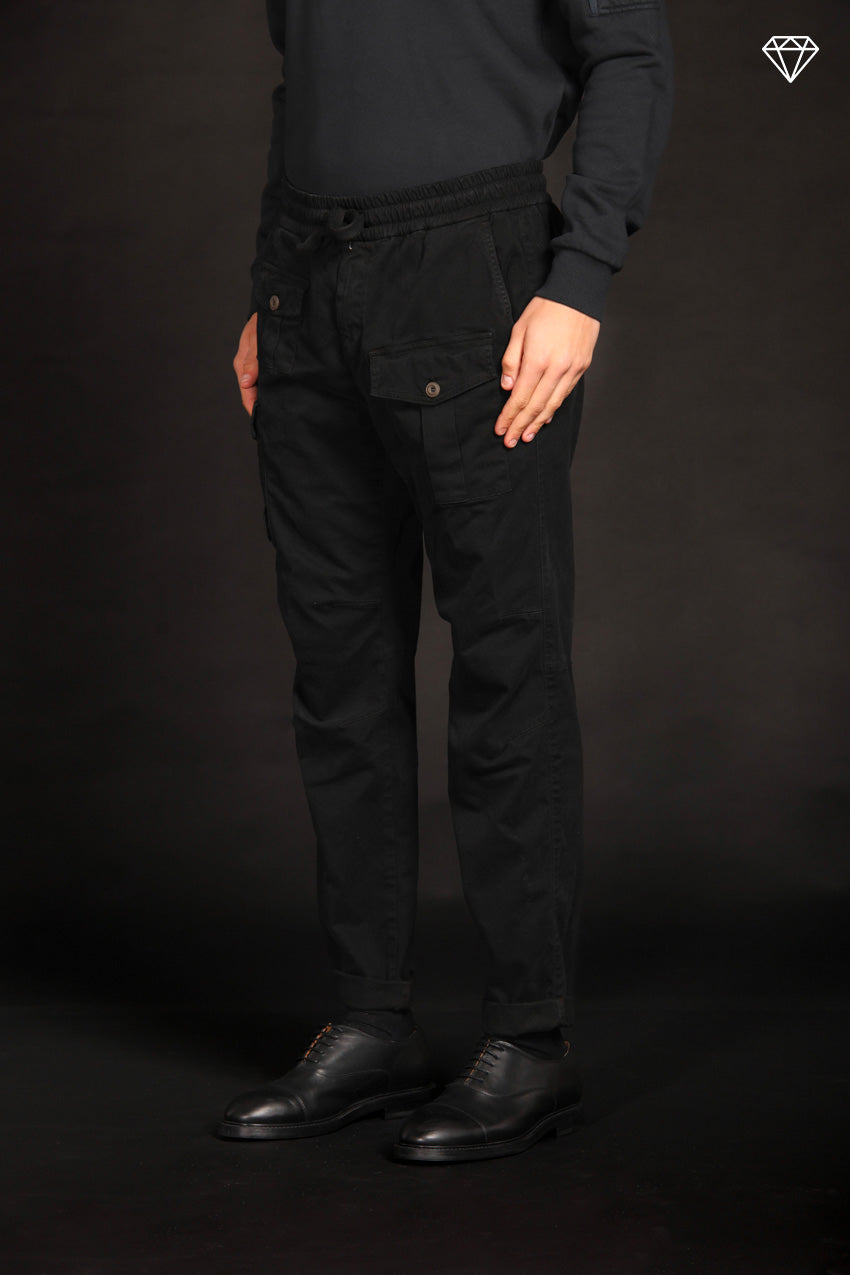 George Sack men's cargo pants in gabardine  stretch  limited edition carrot fit  ①