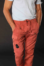 George Elax Men's cargo pants in cotton and hemp broken fabric logo edition Carrot Fit ①