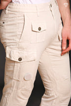 George Elax Men's cargo pants in cotton and hemp broken fabric logo edition Carrot Fit ①