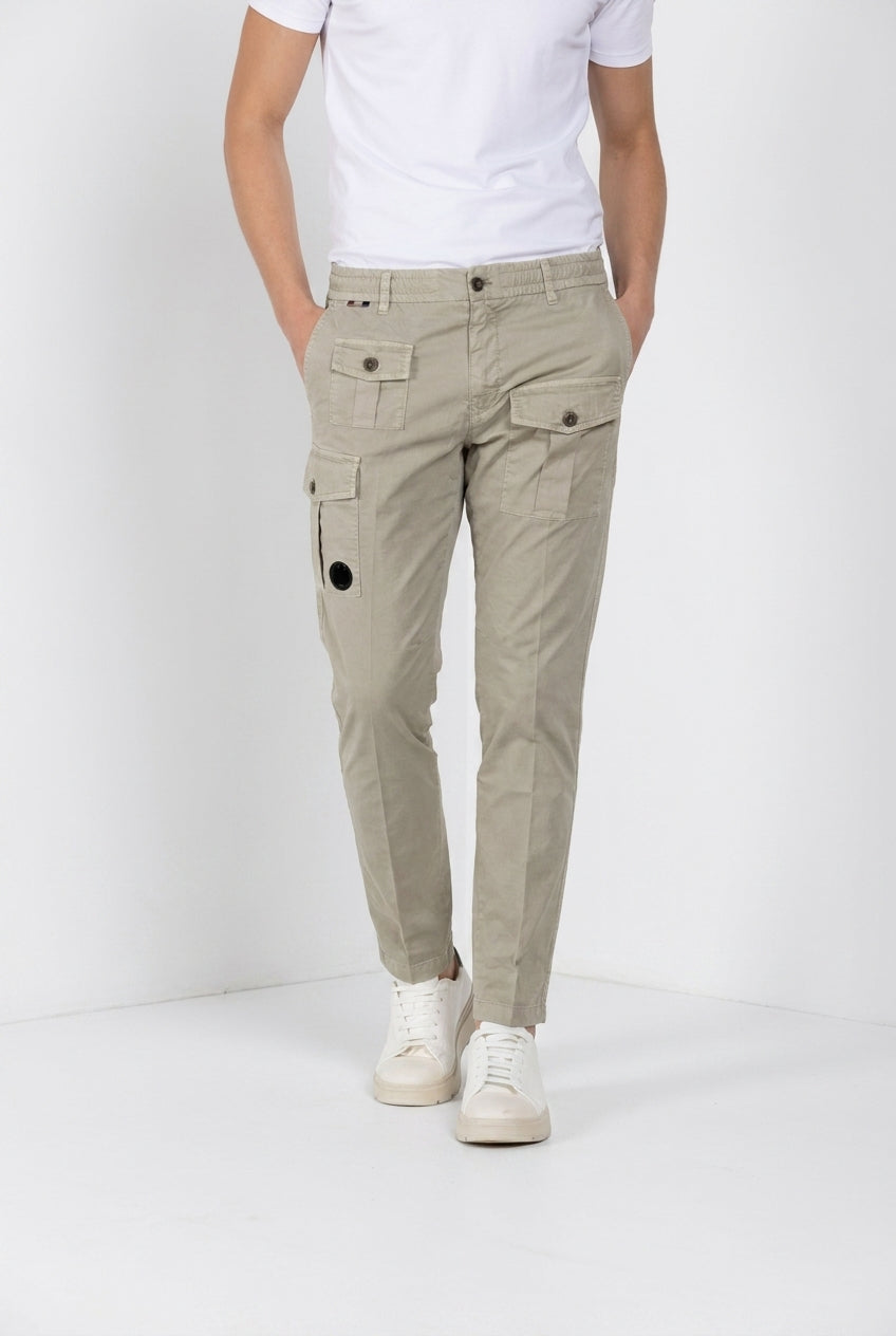 George Coolpocket pantalon cargo jogger homme en gabardine stretch Logo Edition carrot fit ①