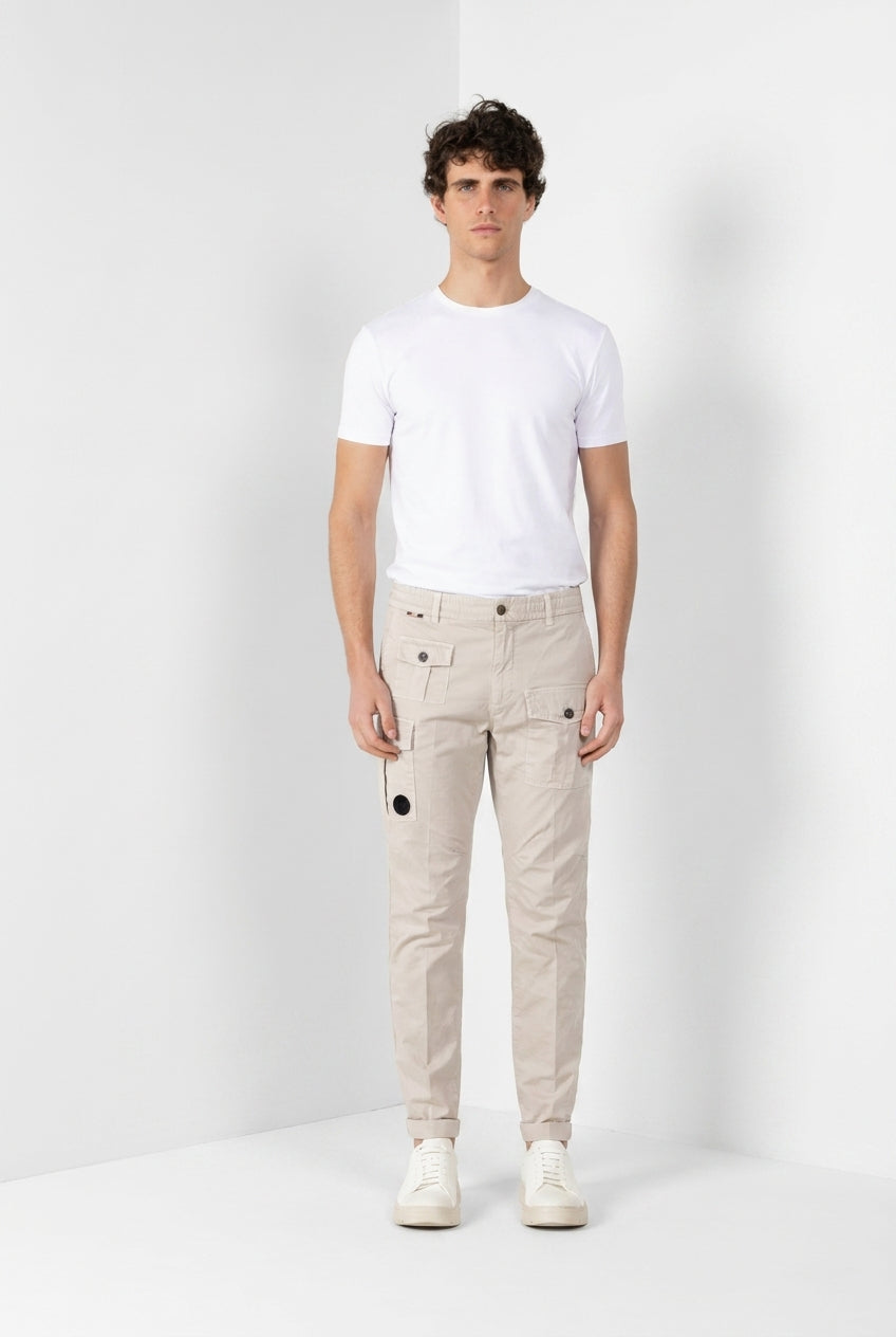 George Coolpocket pantalone cargo jogger uomo in gabardina stretch Logo Edition carrot fit ①