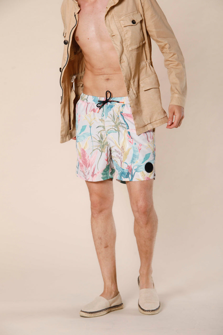 immagine 4 di costume da mare uomo in poliestere pattern fiori jungle modello Versilia Beach colore beige di Mason's