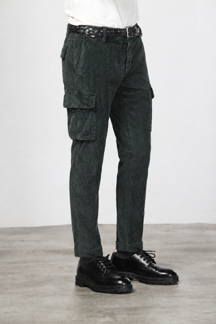 Chile pantalón cargo de hombre en terciopelo de pana ancha regular fit
