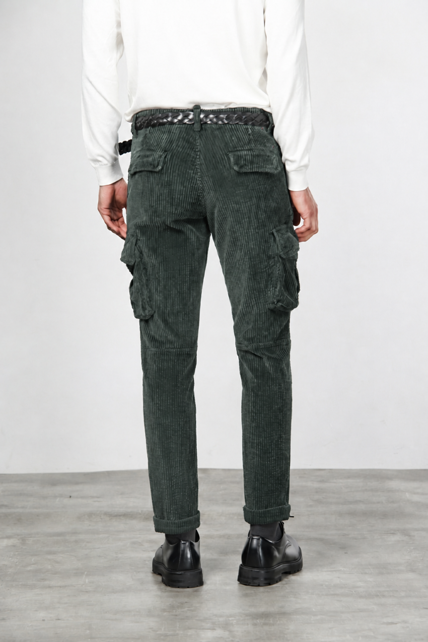 Chile pantalón cargo de hombre en terciopelo de pana ancha regular fit
