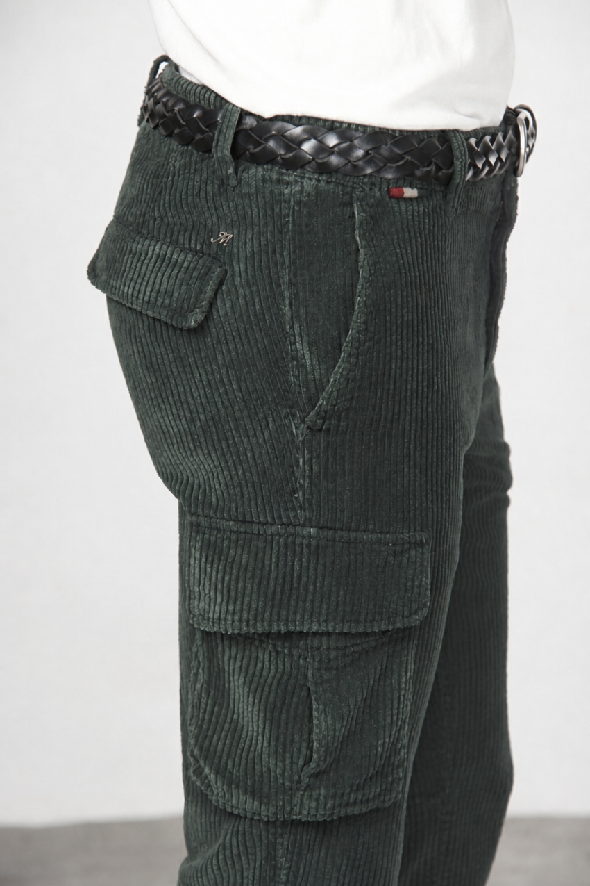 Chile pantalón cargo de hombre en terciopelo de pana ancha regular fit
