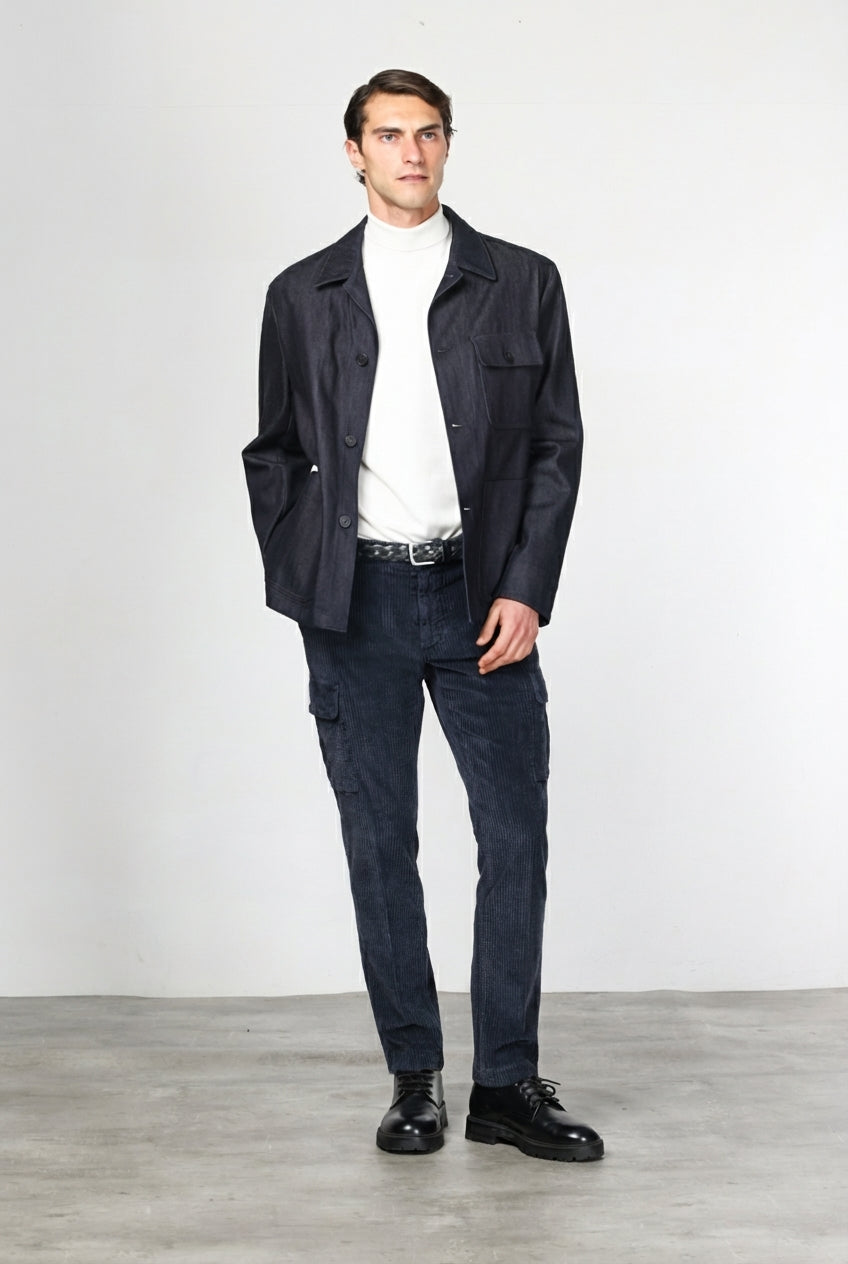 Chile pantalón cargo de hombre en terciopelo de pana ancha regular fit
