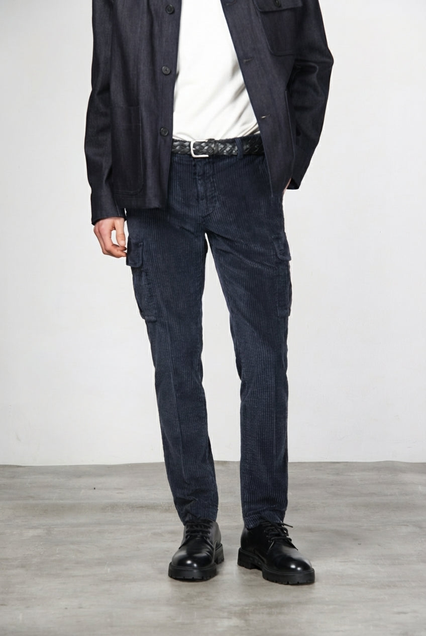 Chile pantalón cargo de hombre en terciopelo de pana ancha regular fit
