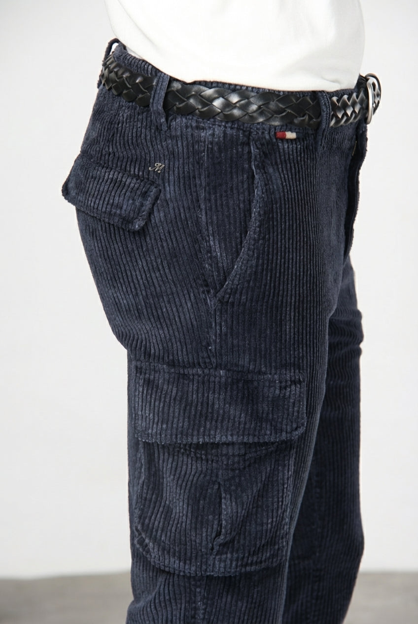 Chile pantalón cargo de hombre en terciopelo de pana ancha regular fit

