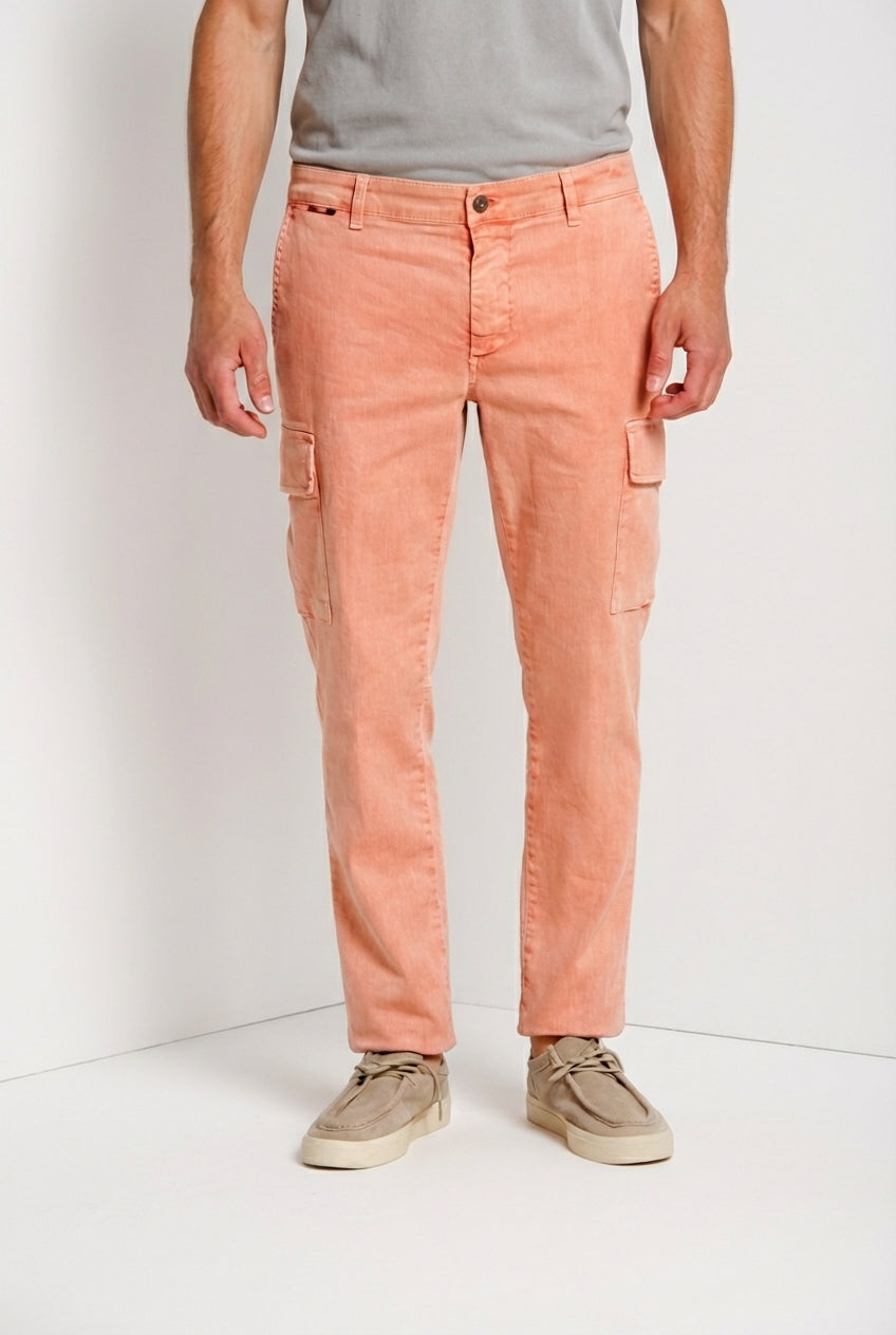 Chile delamere pantalón cargo hombre en twill lino y algodón regular fit