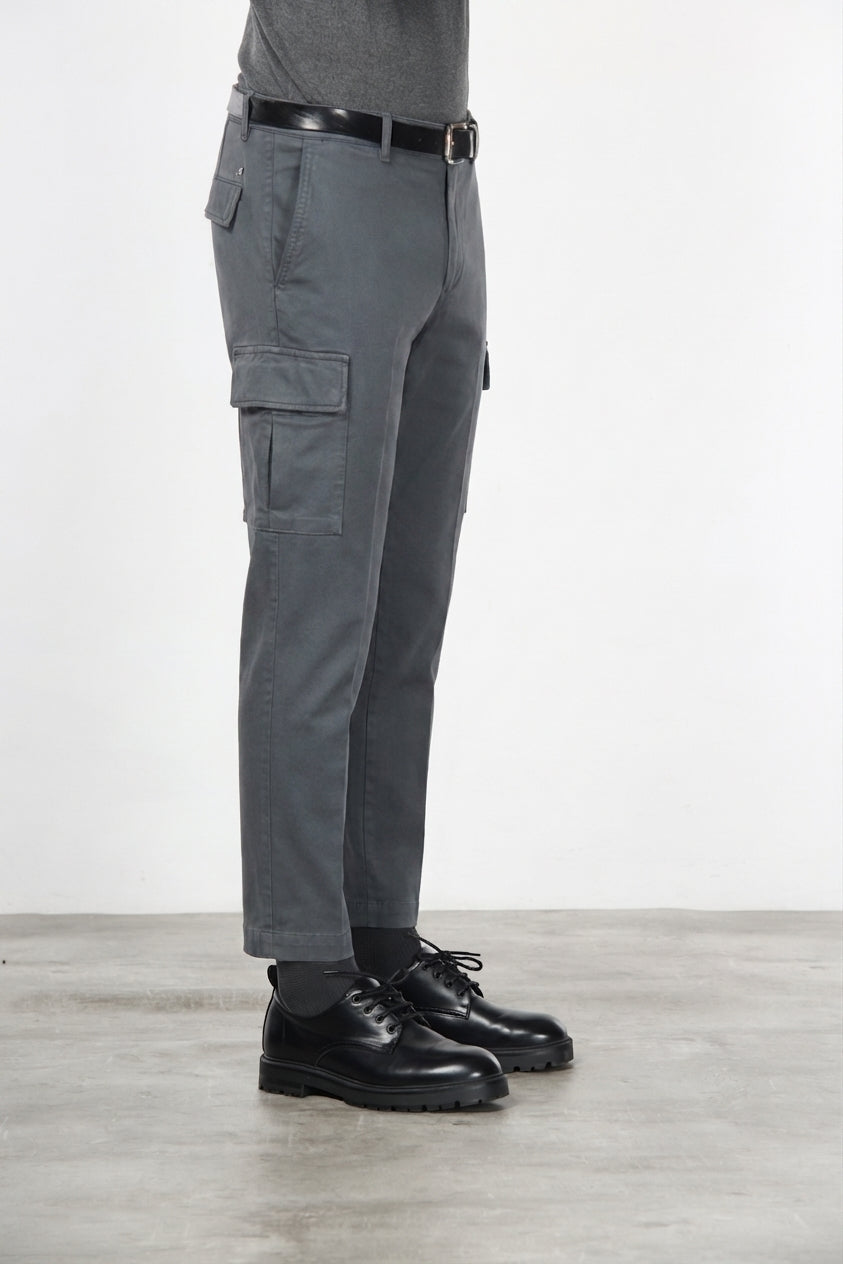 Chile men's cargo pants in stretch cotton with diagonal weave, regular fit
