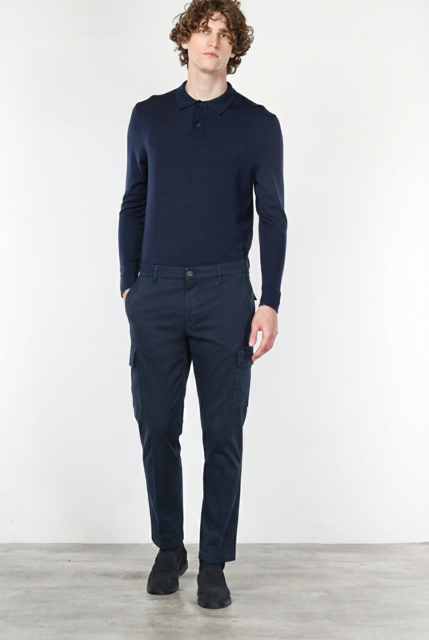 Chile men’s cargo pants in stretch cotton with diagonal weave, regular fit