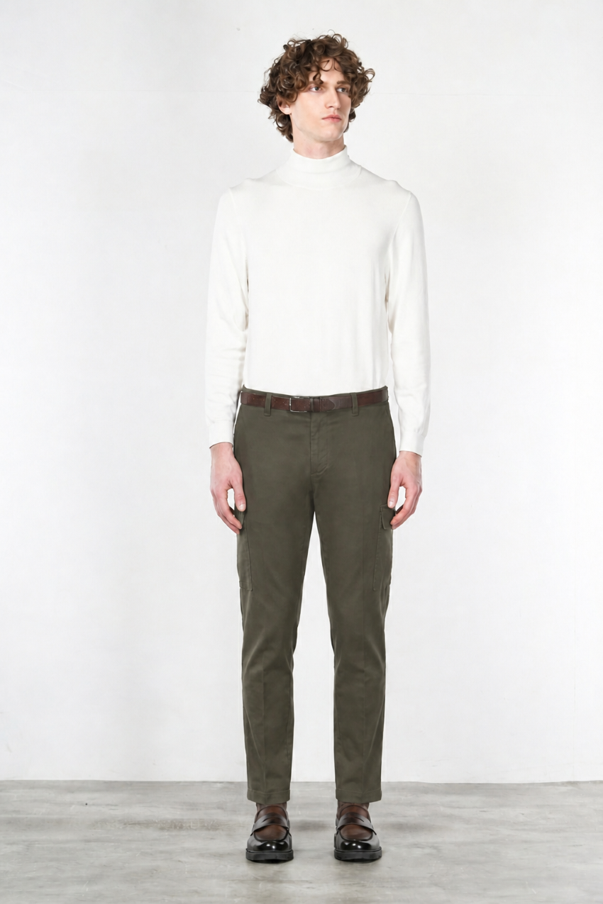 Pantalon cargo Chile homme en coton stretch à trame diagonale regular fit