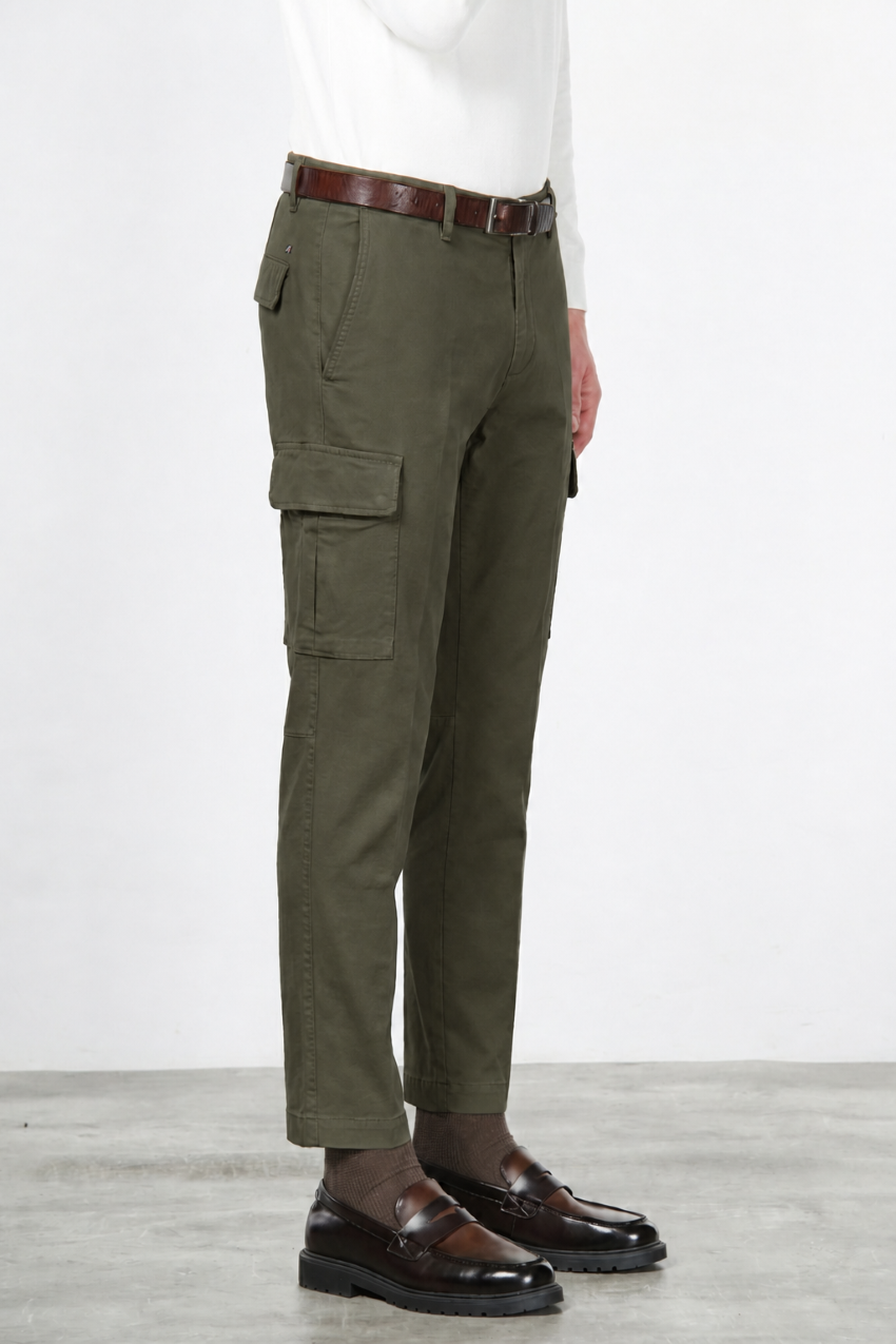 Pantalon cargo Chile homme en coton stretch à trame diagonale regular fit