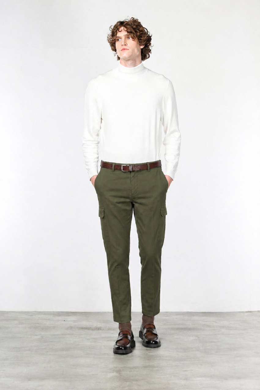 Pantalon cargo Chile homme en coton stretch à trame diagonale regular fit