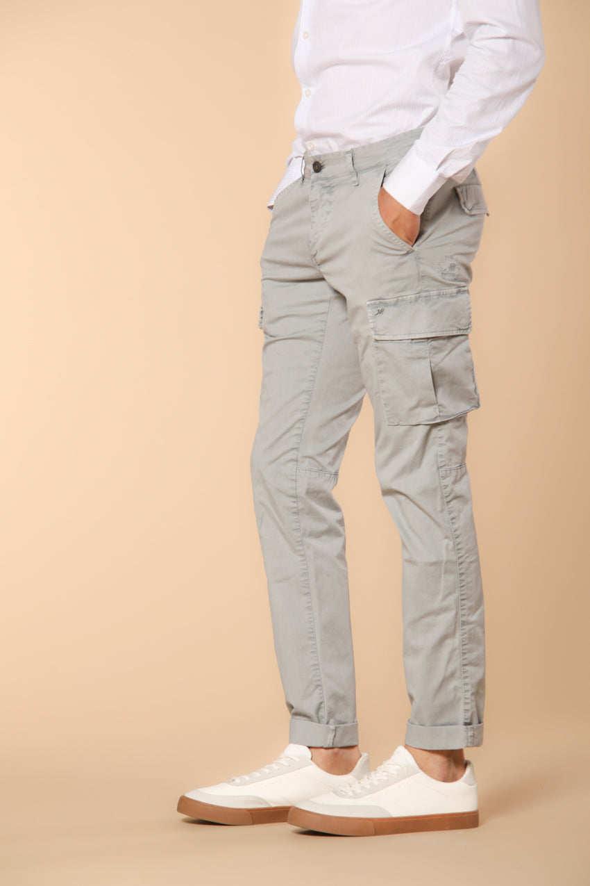 Chile Men's cargo pants in lightweight Pima cotton twill special washing  Extra-Slim Fit