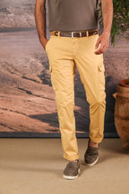 Chile Men's cargo pants in lightweight pima cotton twill  special washing  Extra-Slim Fit