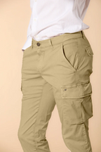 Chile  pantalone cargo uomo in twill di cotone pima leggero special washing  extra slim fit