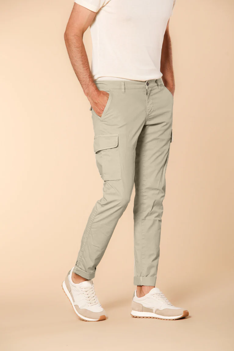 hile Herren Cargo Hose aus leichtem Pima-Baumwoll-Twill Special Washing Extra-Slim Fit