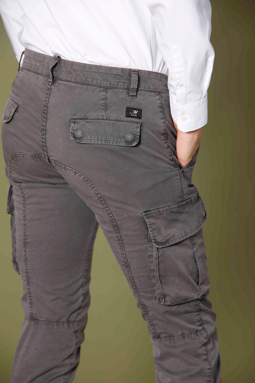 immagine 2 di pantalone cargo uomo in cotone stretch icon washing modello Chile colore marroncino extra slim di mason's