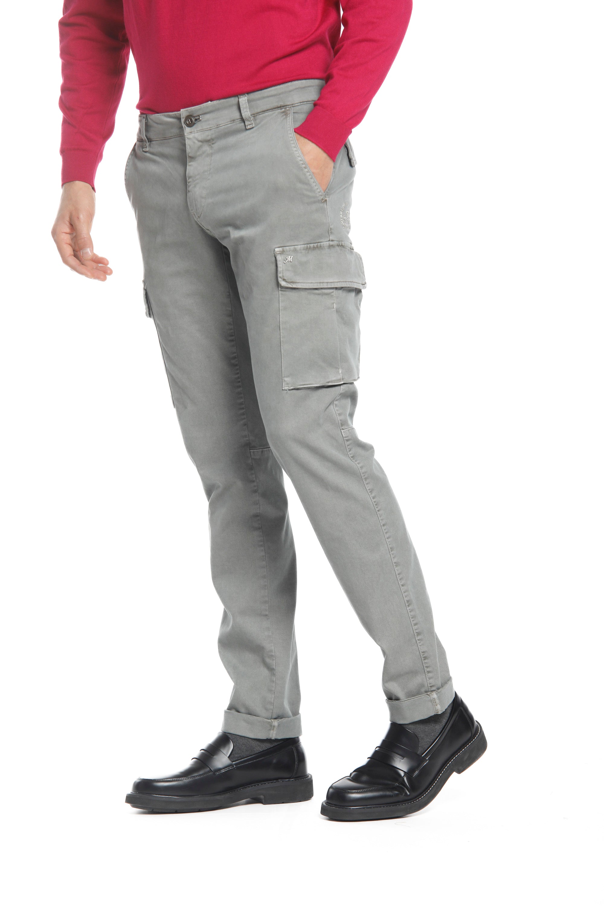 Chile man cargo pant in gabardine extra slim Special Washing