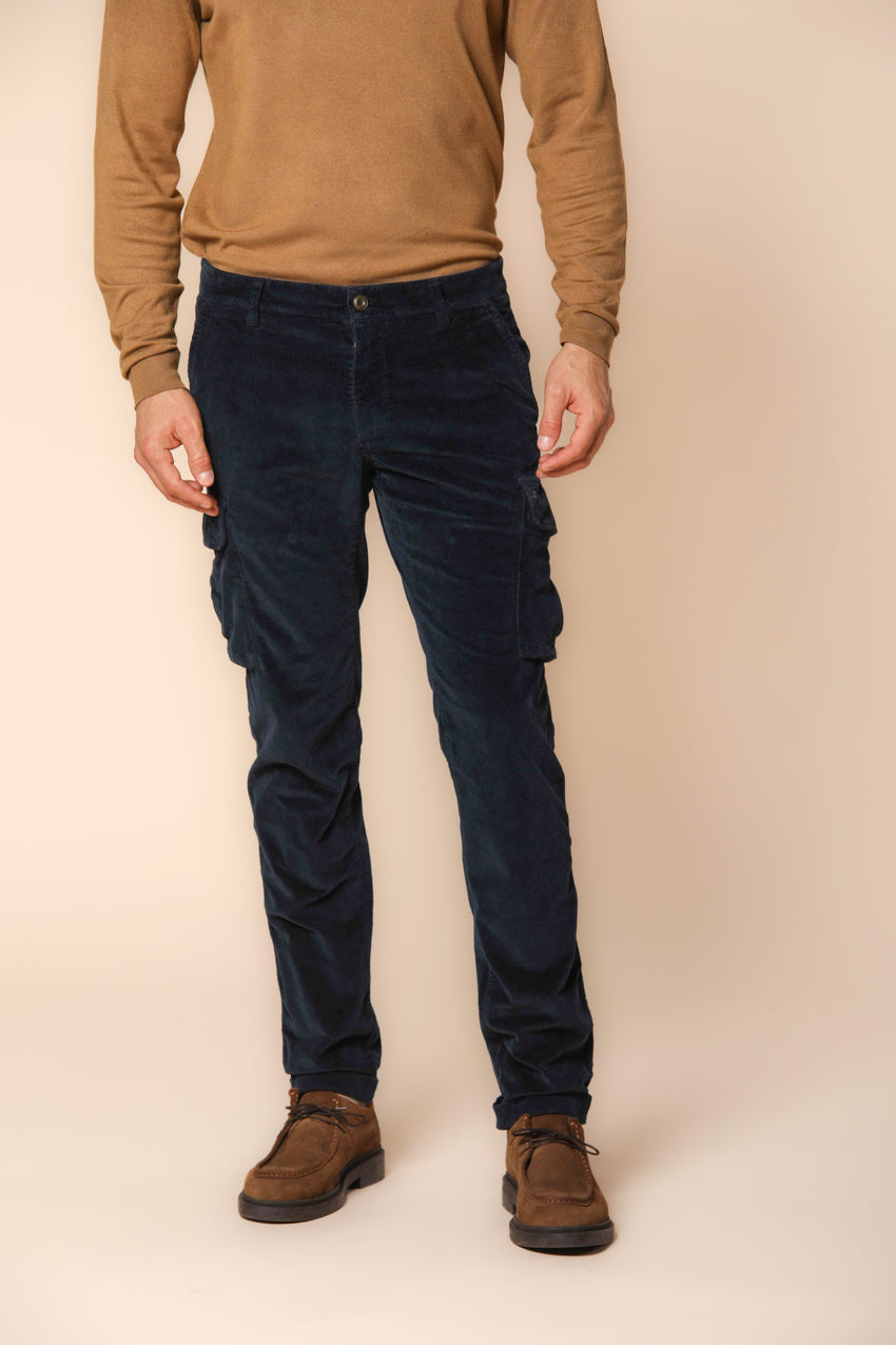 Chile man cargo pant in 500 striped velvet extra slim