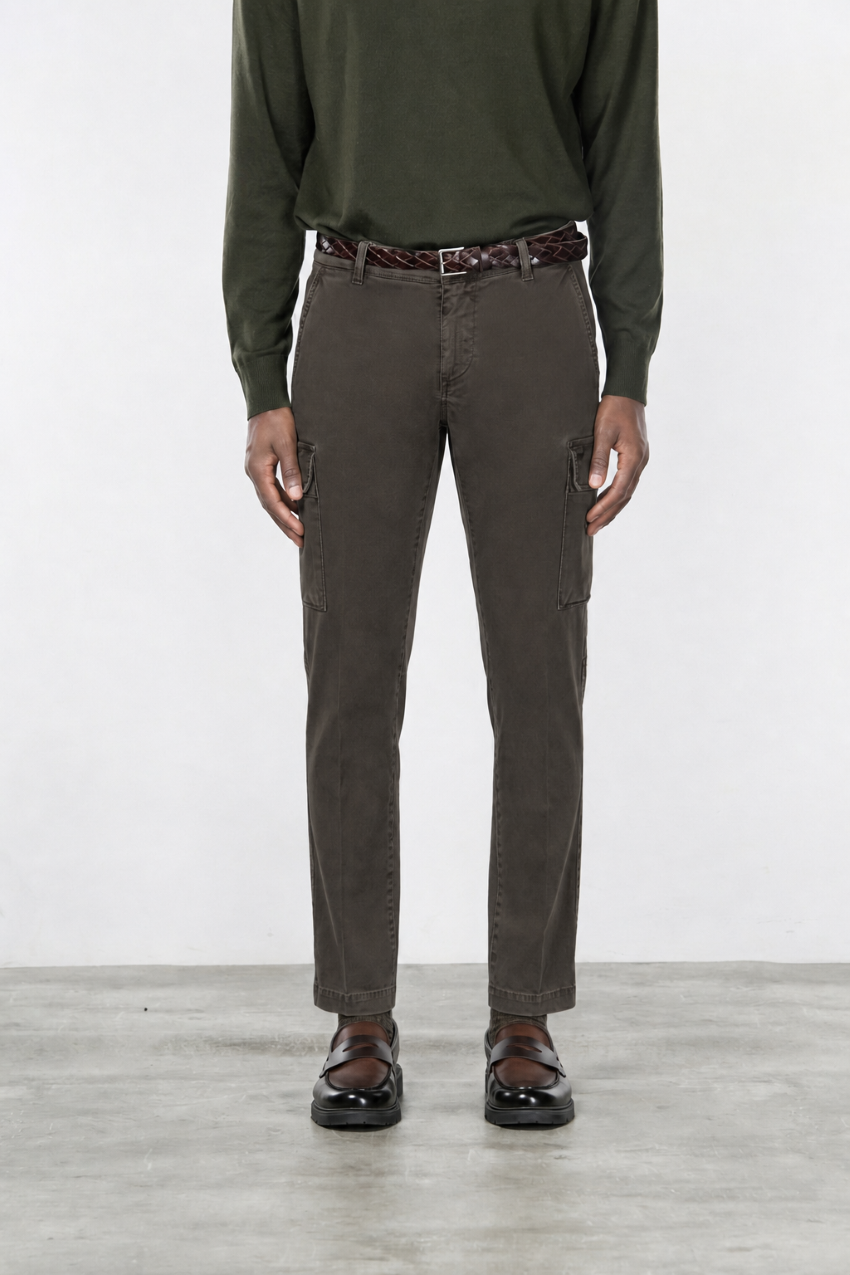 Chile pantalón cargo de hombre en gabardina stretch extra slim fit ①
