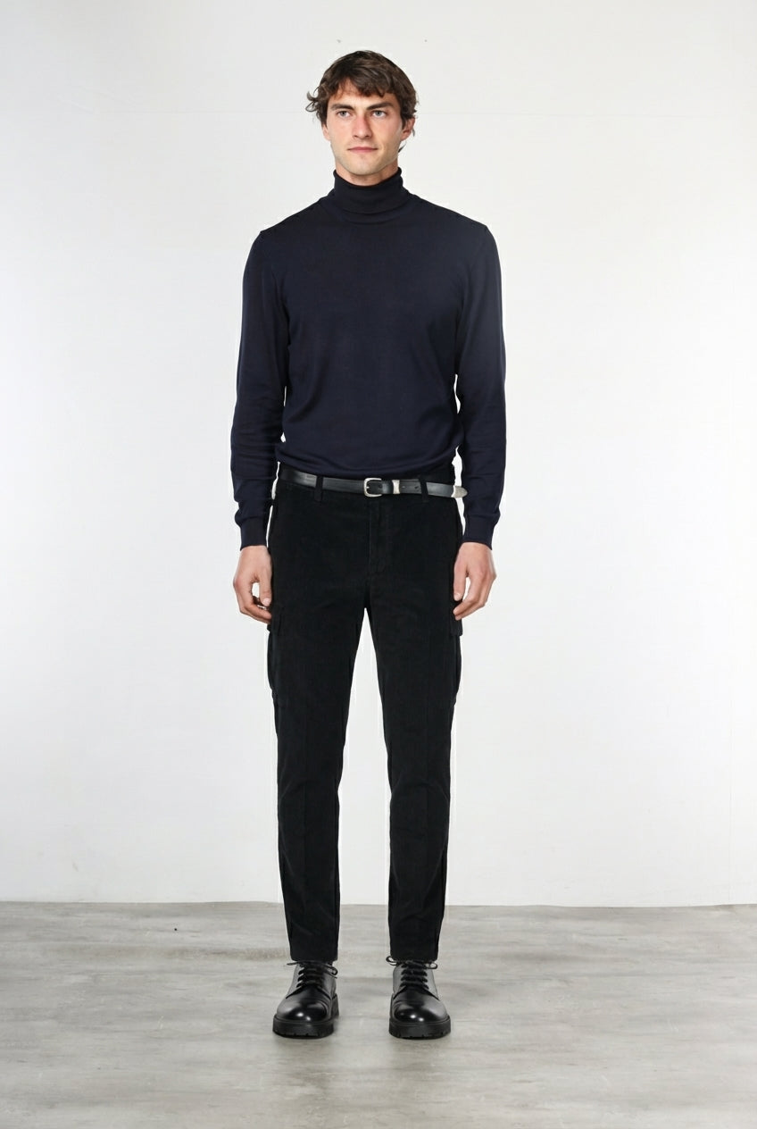 Chile pantalón de pinzas cargo de hombre en terciopelo 500 rayas con extra slim fit ①
