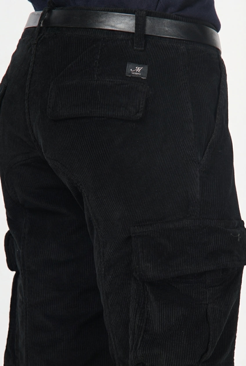 Chile pantalón de pinzas cargo de hombre en terciopelo 500 rayas con extra slim fit ①