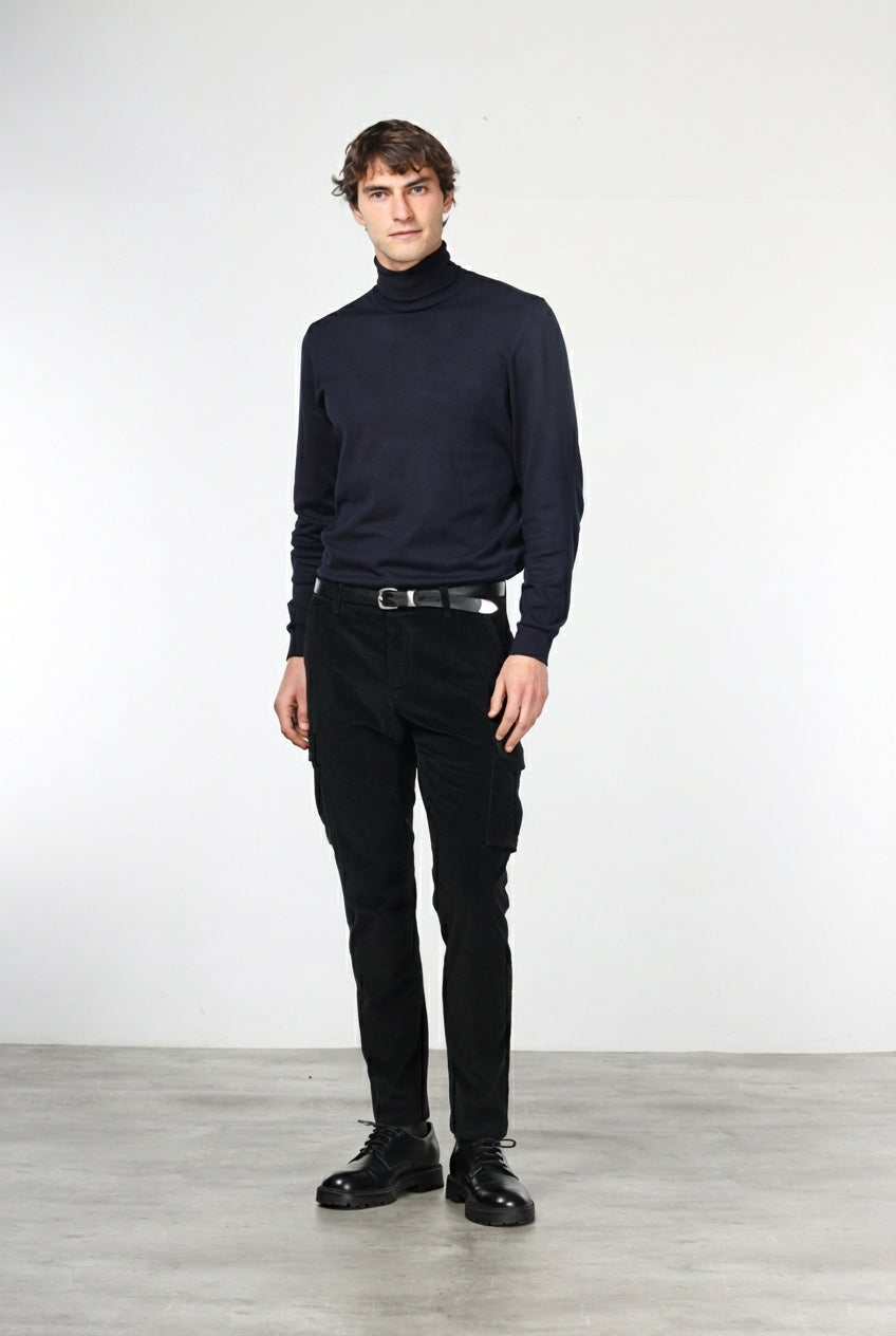 Chile pantalón de pinzas cargo de hombre en terciopelo 500 rayas con extra slim fit ①