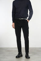 Chile pantalón de pinzas cargo de hombre en terciopelo 500 rayas con extra slim fit ①