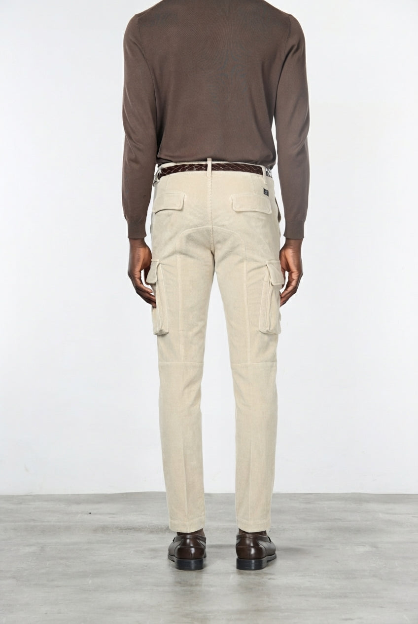Chile pantalone cargo uomo in velluto 500 righe extra slim fit ①