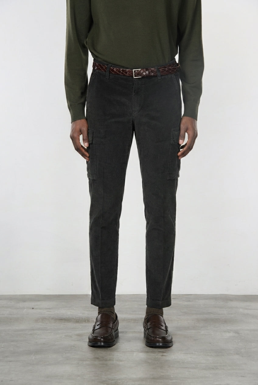 Chile pantalón cargo de hombre en terciopelo 500 rayas con extra slim fit ①