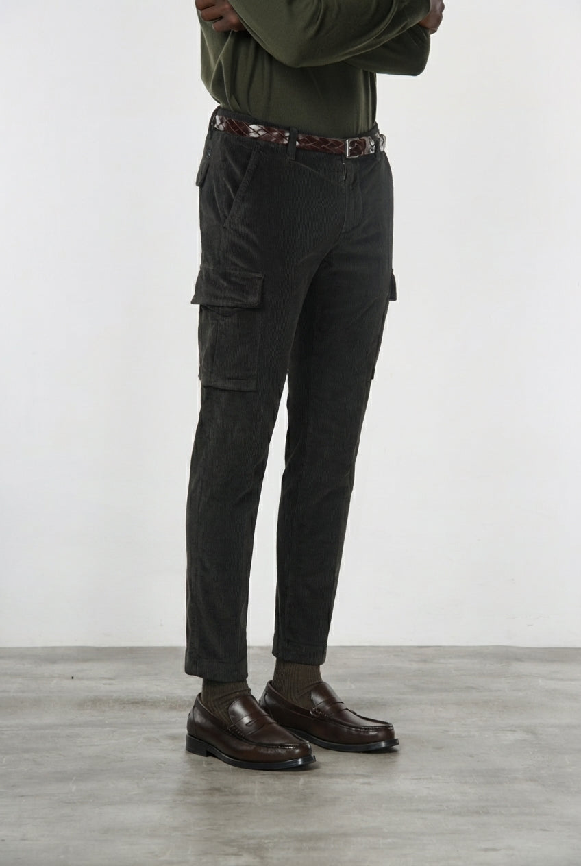 Chile pantalón cargo de hombre en terciopelo 500 rayas con extra slim fit ①