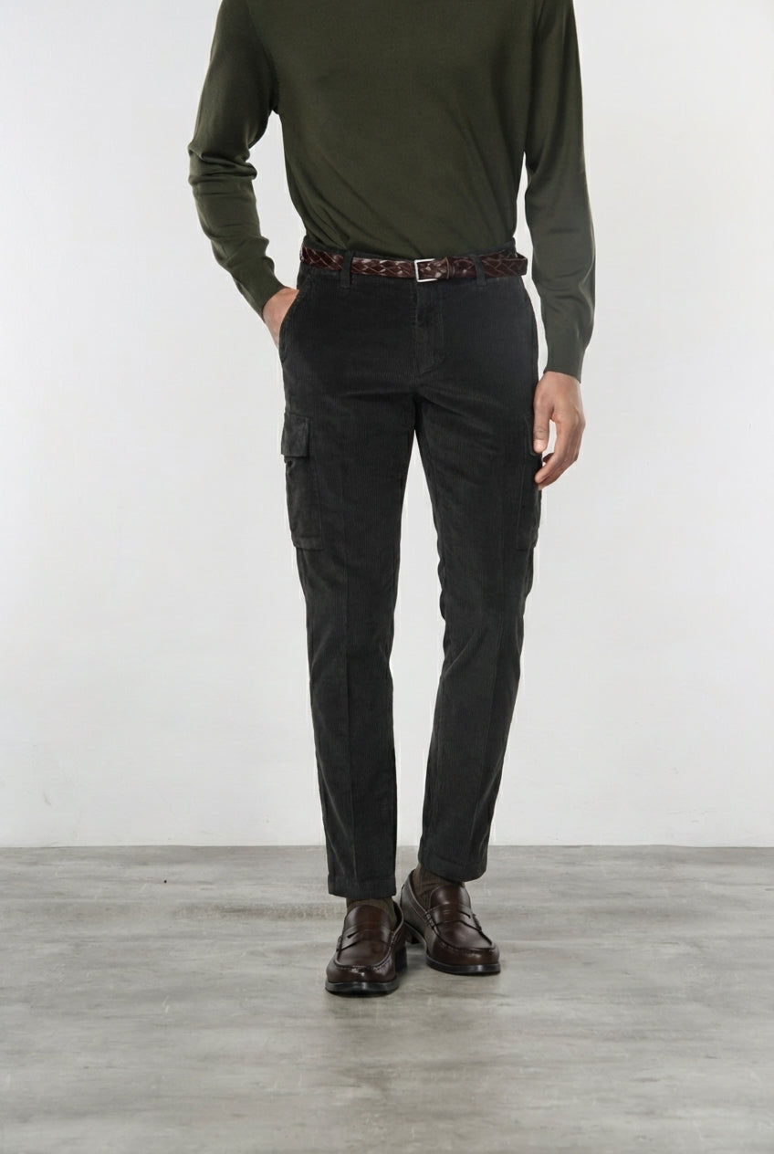 Chile pantalón cargo de hombre en terciopelo 500 rayas con extra slim fit ①