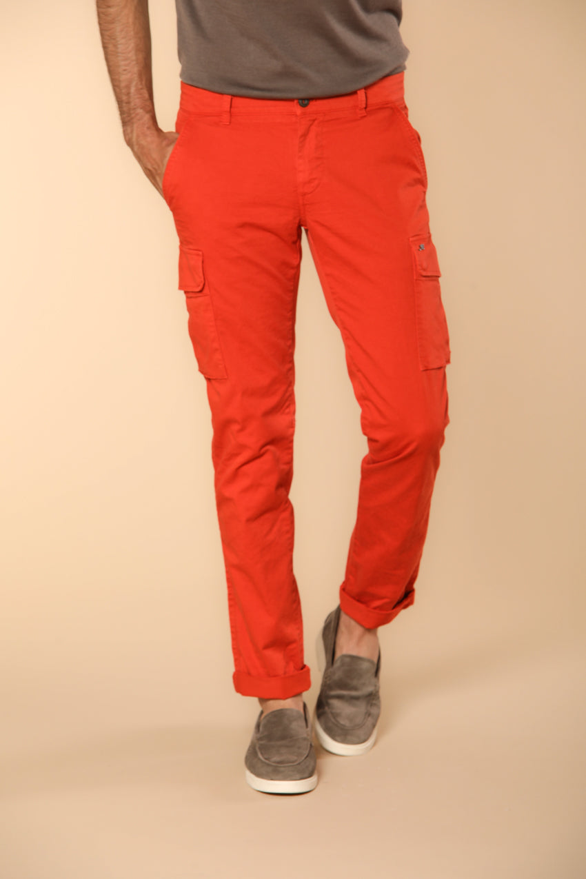 Chile Men's cargo pants in stretch satin Extra Slim Fit ①